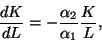 \begin{displaymath}\frac{dK}{dL} = -\frac{\alpha_2}{\alpha_1}\frac{K}{L},&#13;&#10;\end{displaymath}