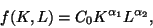 \begin{displaymath}&#13;&#10;f(K,L) = C_0K^{\alpha_1}L^{\alpha_2},\end{displaymath}