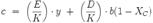 c \ = \ \left( {E \over K} \right) \cdot y \ + \ \left( {D \over K} \right) \cdot b (1-X_C )